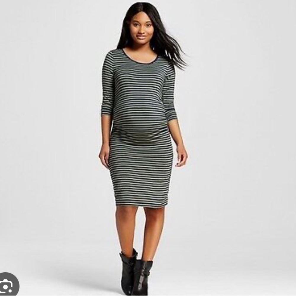Liz Lange Maternity 3/4 Sleeve T-Shirt Dress Striped Green & Blue. Size medium.